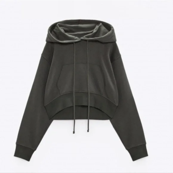 NWT ZARA BASIC CROP SWEATSHIRT GRAY - Picture 6 of 6